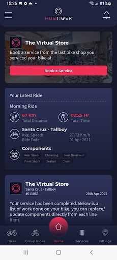 Android application Hubtiger: Bike Management screenshort
