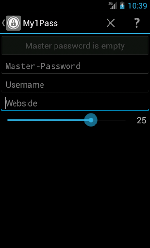 Android application My2Pass - Master-Password screenshort