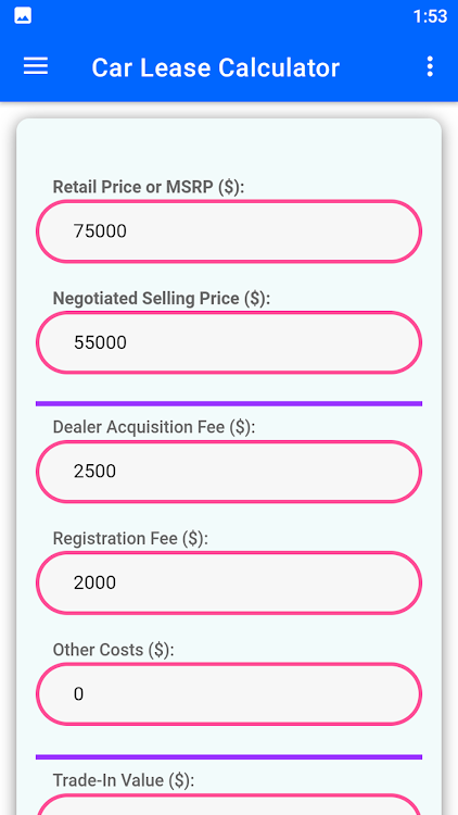 Car Lease Calculator - 10 - (Android)