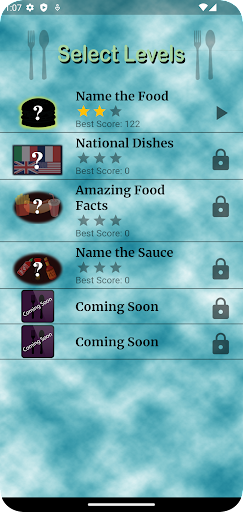 Android application Food Quiz screenshort