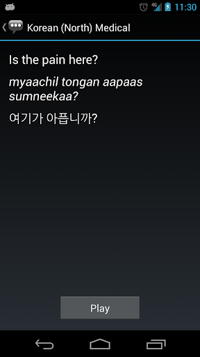 Korean (North) Medical Phrases Screen 3