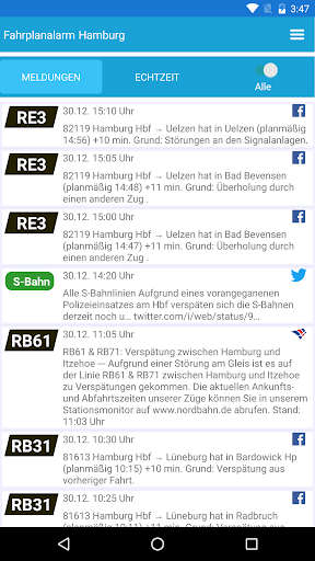 Android application Fahrplanalarm Hamburg screenshort