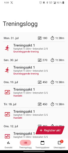 NTG-U Treningsdagbok Screen 2