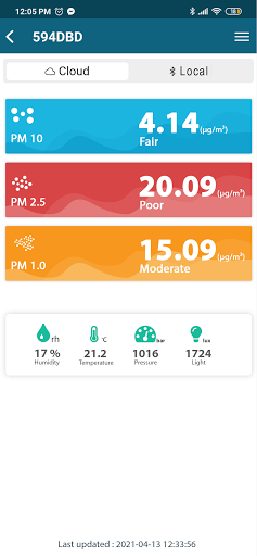 Android application Hibou Air Quality screenshort