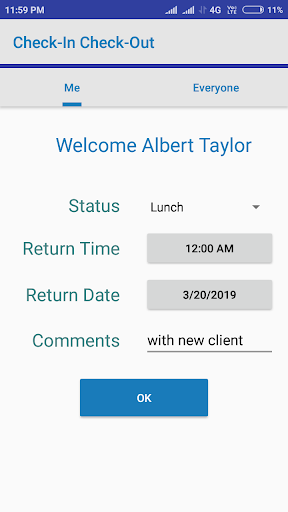 Android application Check-In Check-Out Mobile screenshort