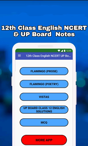 Screenshot of 12th Class English NCERT Notes
