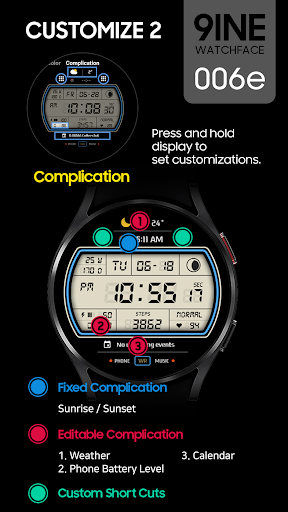 9INE 006e: Digital watch face Screen 3