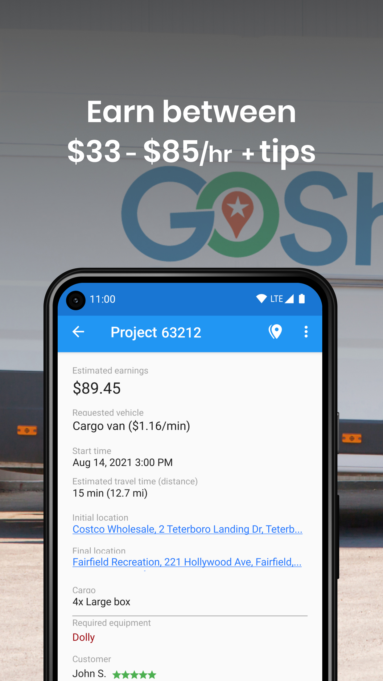 Android application GoShare Driver - Delivery Pros screenshort