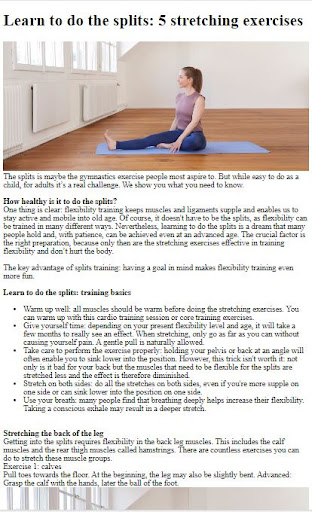 Android application Gymnastics Split Training Tips screenshort