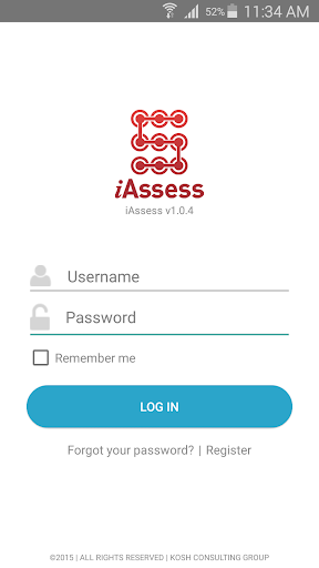 Android application iAssess Online screenshort