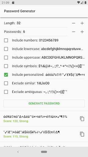 Password Generator Screen 3