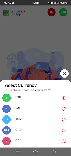 Go-Dash876 User App Screen 3