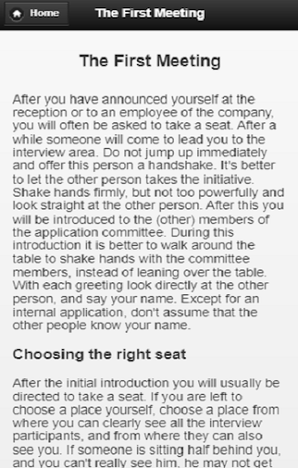 Job interview Essentials Screen 2