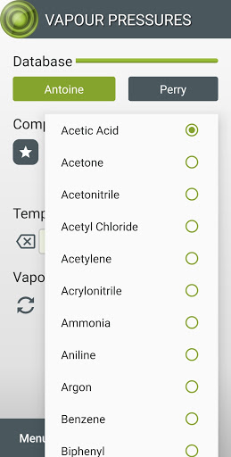 Vapour Pressures Screen 2