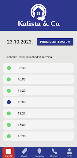 Android application Kalista Čišćenje screenshort