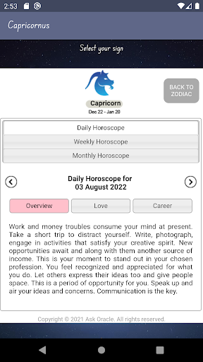 My horoscope, love and more Screen 2