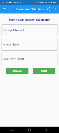 Home Loan Interest Calculator Screen 2