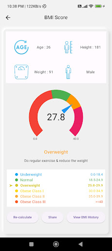 BMI Calculator & Health Tips Screen 2