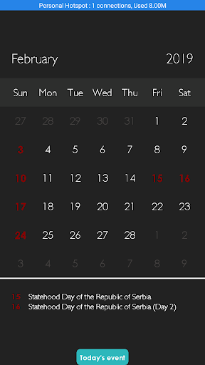 Serbia Calendar Screen 2