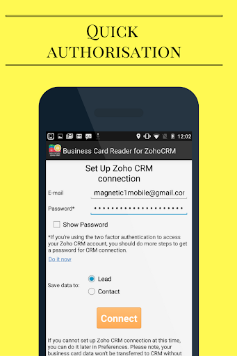 Business Card Reader for Zoho Screen 2