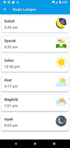 Android application Waktu Solat Malaysia screenshort