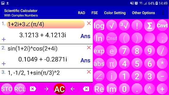Complex Number & Matrix Calc Screenshot