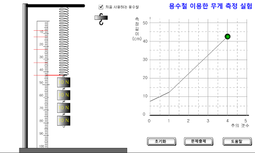 용수철 이용한 무게측정 가상실험 Screen 2