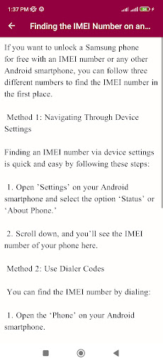 Guide For Mobile IMEI Unlock Screen 2