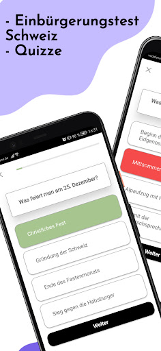 Android application Einbürgerungstest Schweiz screenshort