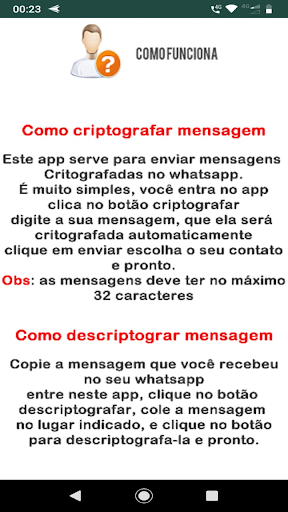 Mensagens criptografadas Screen 3