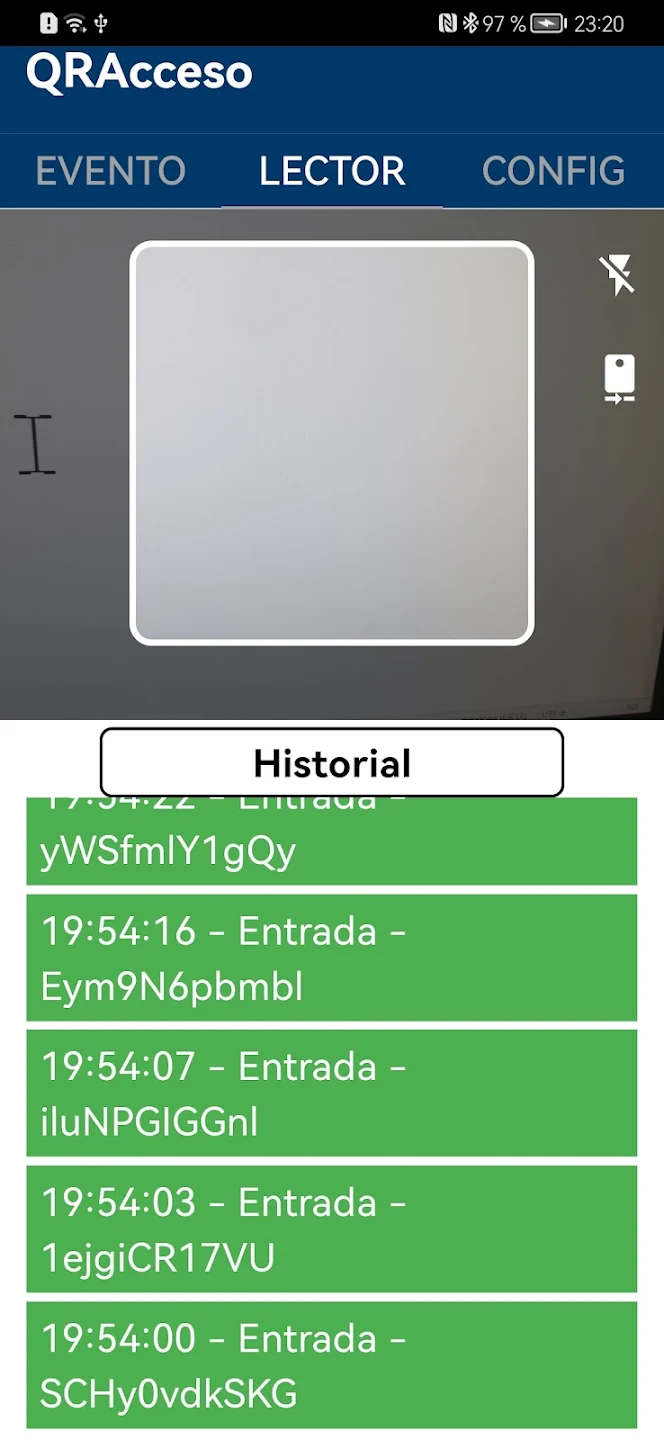 Pestaña Lector de QR en App QRACCESO online