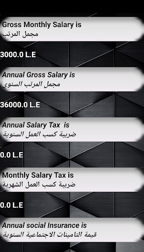 حاسبة ضريبة الدخل والتامينات Screen 3