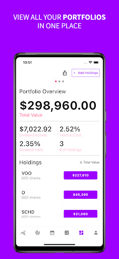Purple Brick Dividend Tracker Screen 3
