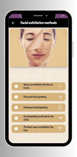Android application Facial exfoliation methods screenshort