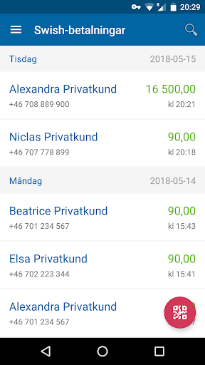 Nordea Swish Företag Screen 2