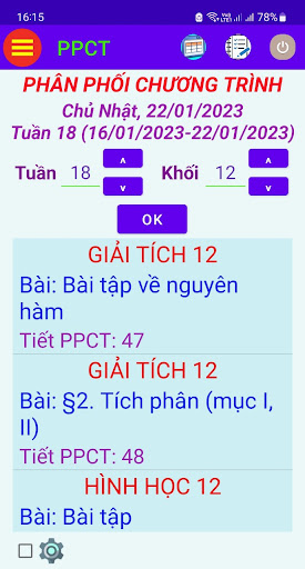 Android application PPCT cho giáo viên screenshort