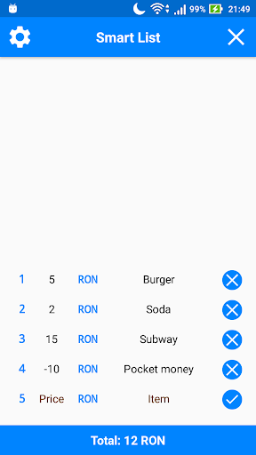 Android application Smart List screenshort