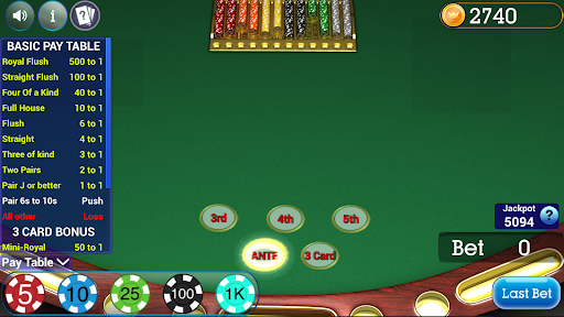 Android application Mississippi Stud Poker screenshort
