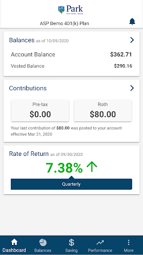 Park National Retirement Plan Screen 2