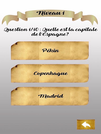 Android application QUIZ des Capitales du Monde screenshort