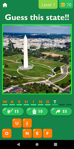 Android application Guess The American State Game screenshort