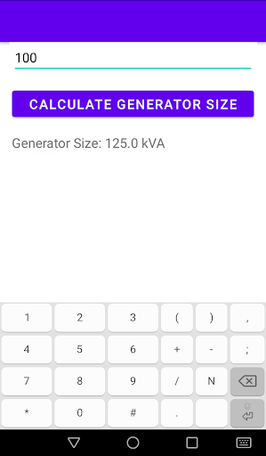 Generator Sizer Screen 3
