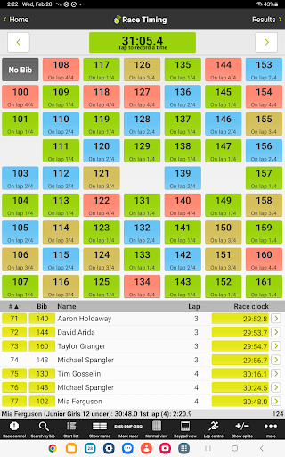 Screenshot of Webscorer Race & Lap Timer