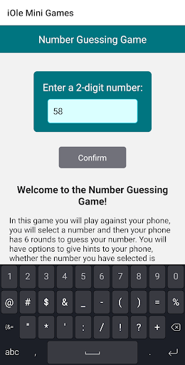 iOle Number Guessing Game Screen 2
