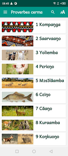 Android application Proverbes cerma screenshort