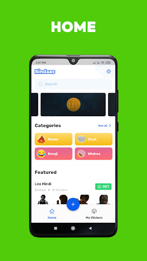 Android application Bindaas: Hindi WASticker App screenshort