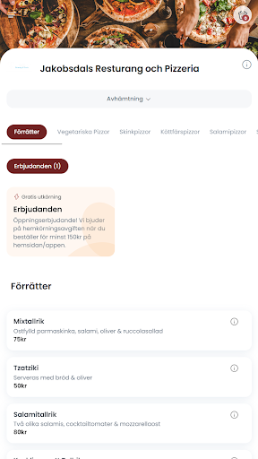 Android application Jakobsdals Restaurang screenshort