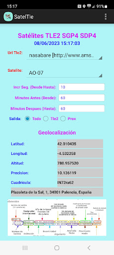 Android application TLE2 SGP4 SDP4 screenshort