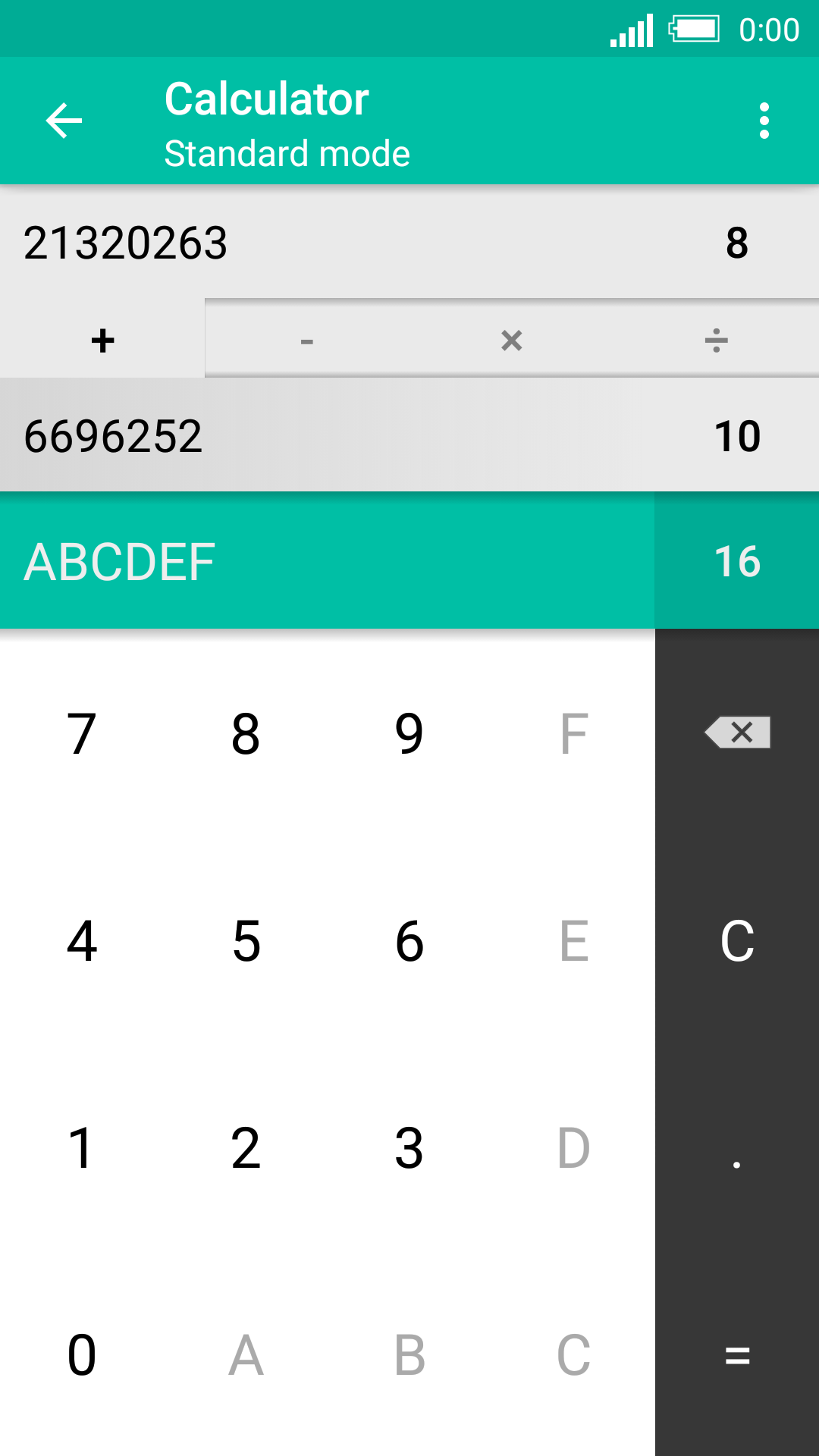 Android application Numeral Systems Calculator PRO screenshort