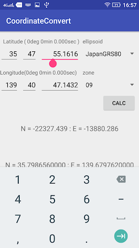 Coordinate Convert Screen 3